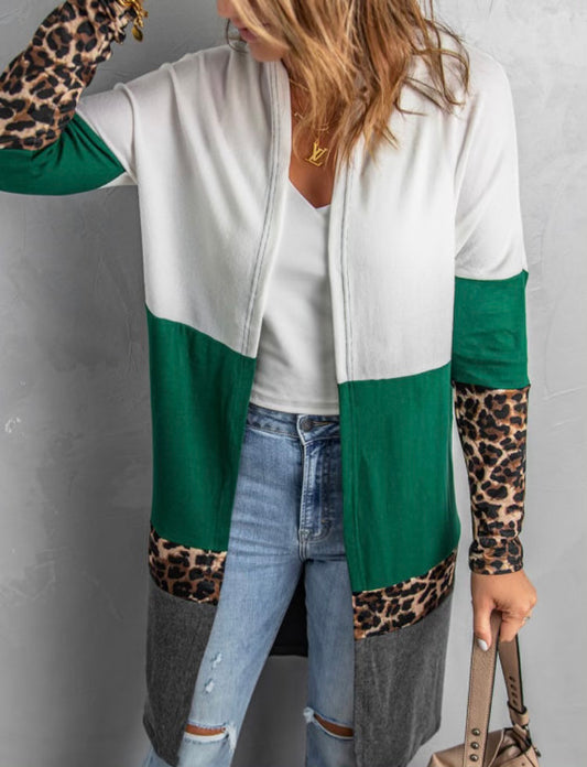 Color Block leopard cardigan